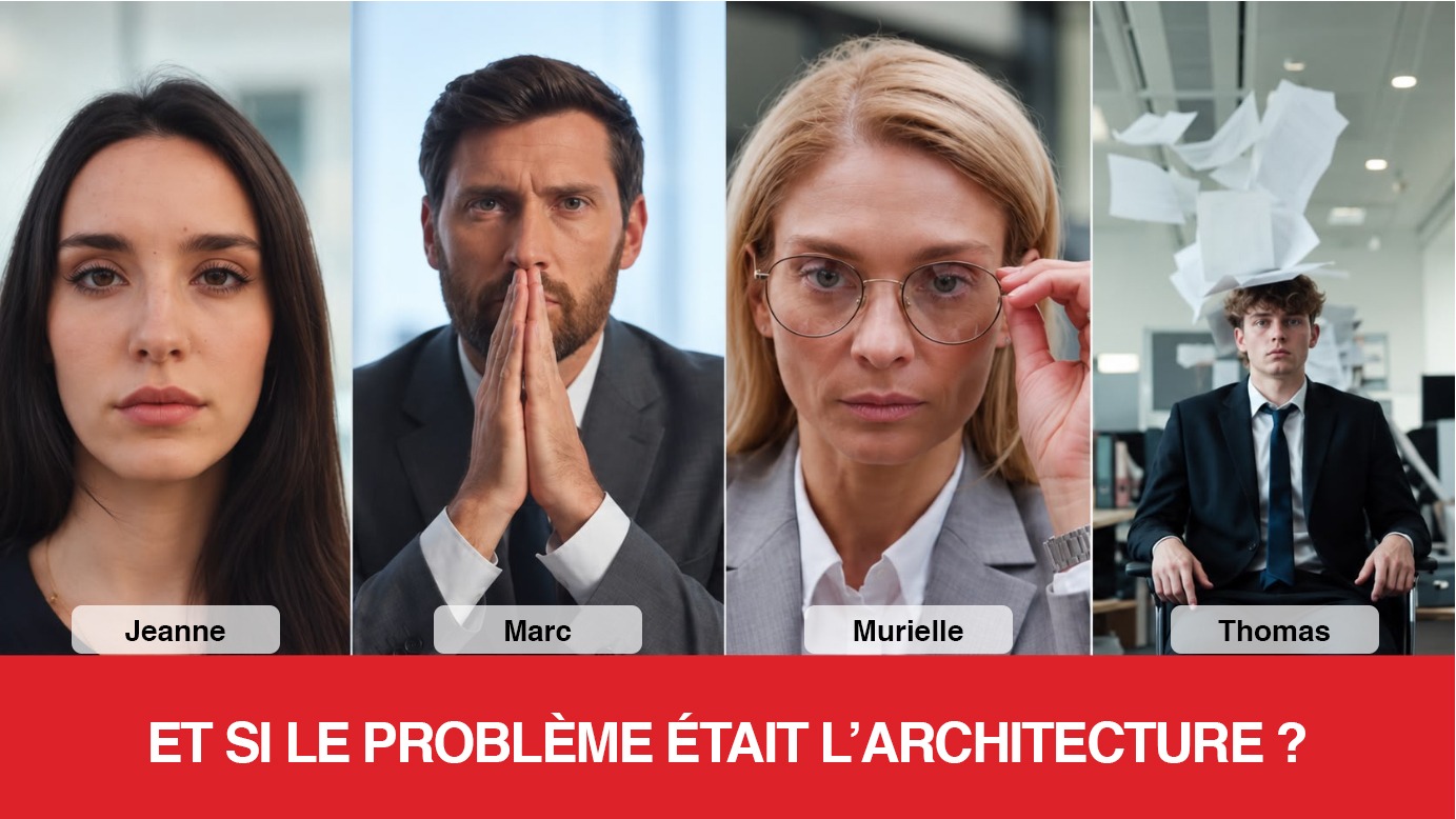 Jeanne, Marc, Murielle et Thomas : quatre collaborateurs confrontés à la dispersion des informations et à la surcharge documentaire.