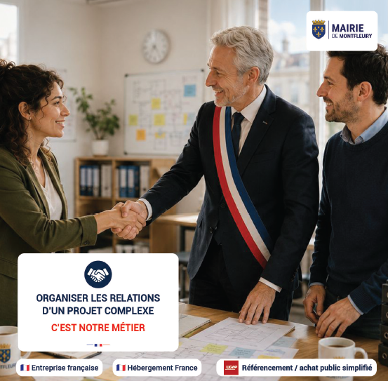 Réunion en mairie pour organiser les relations d'un projet complexe.